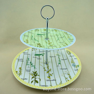 Porcelain 2-tier Cake Stand, Flower Design, Fresh Style, Ideal for Gifts